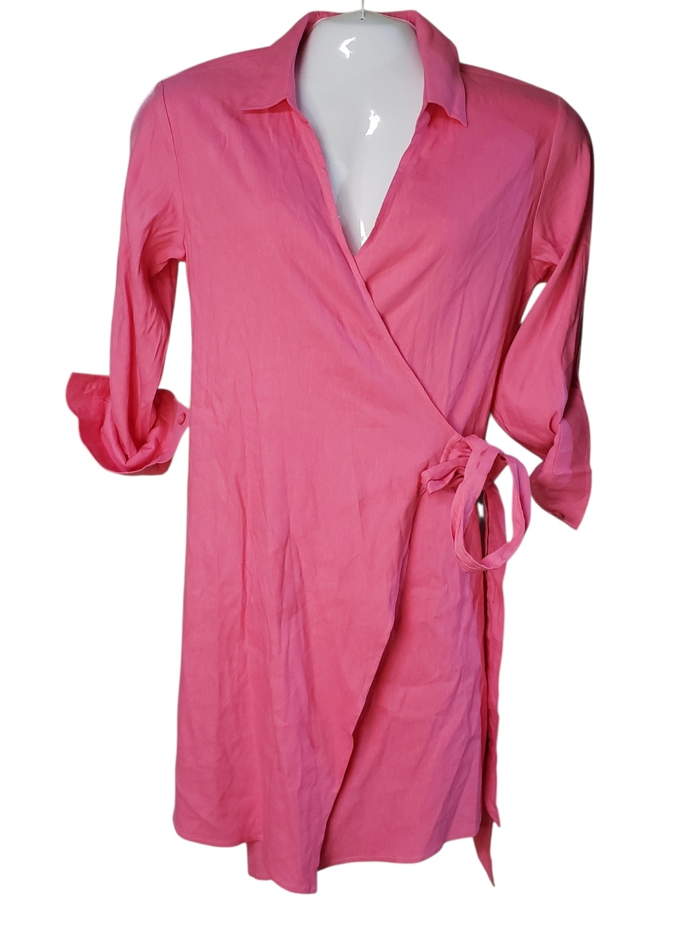 NWT Monrow Women's Pink Wrap Dress Size L